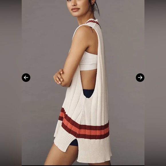 Anthropologie Maeve Sweater Vest Top Mini Dress Stripe Preppy Tennis Academia - Picture 3 of 10